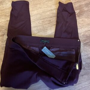Ann Taylor Deep Wine Ponte Zip Pants